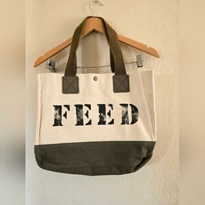 FEED Project 15, Aspen Ideas Festival Canvas Tote Bag - Cream and  Army Green